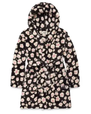 1153830 Black Hibiscina Aarti II Hooded Plush Robe