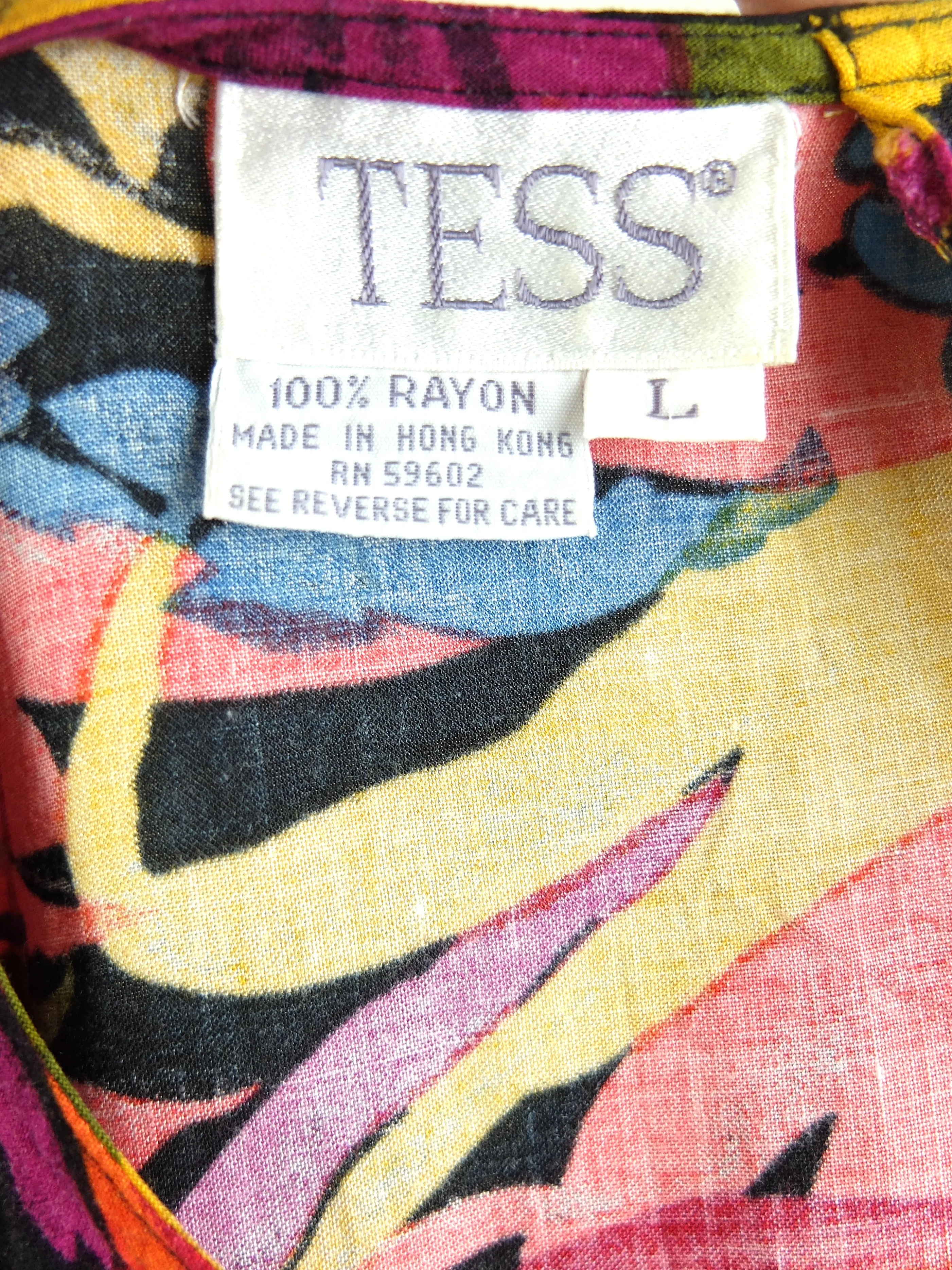 80s Floral Tropical Short Sleeve Blouse
