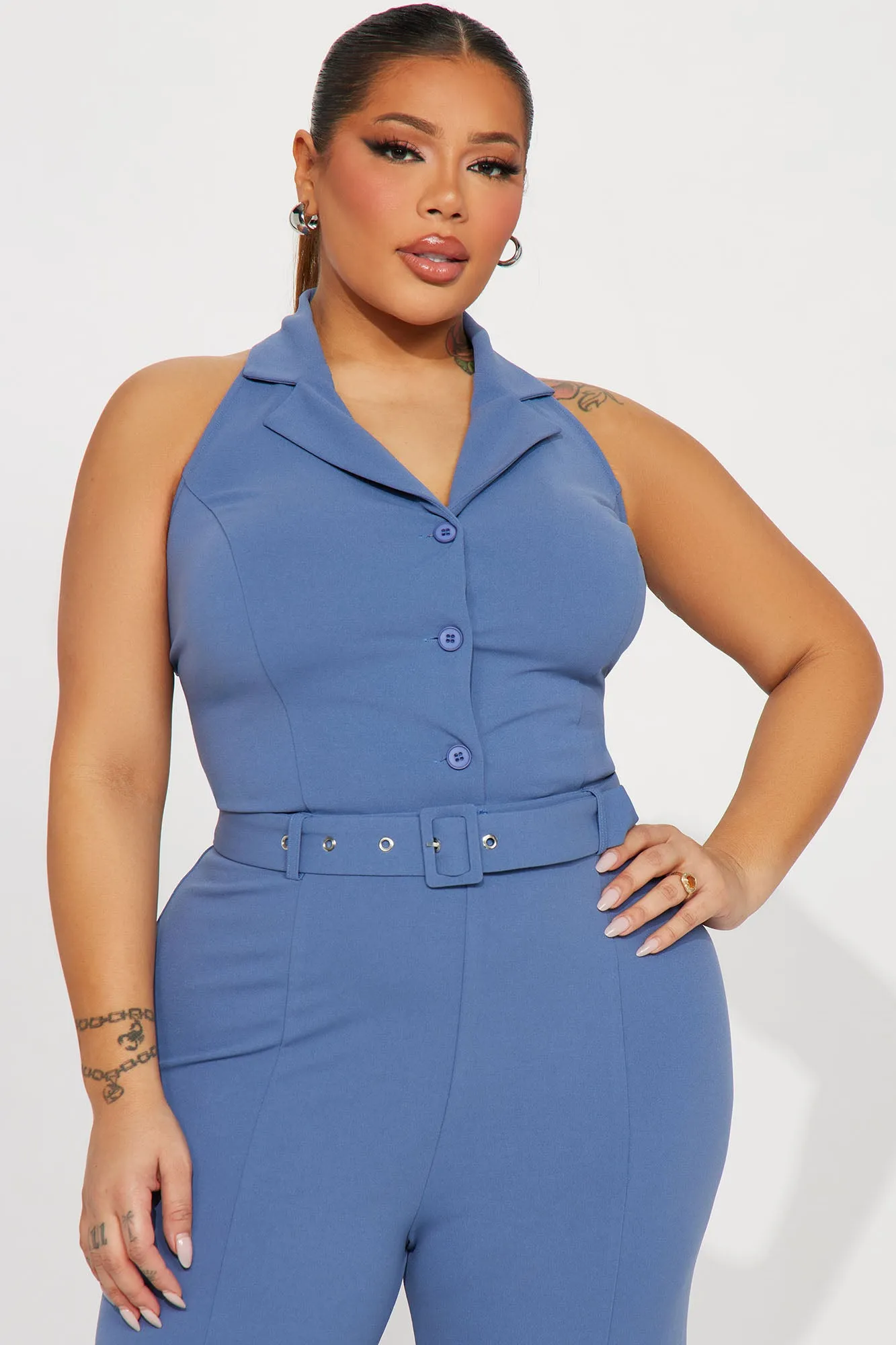 9AM Babe Jumpsuit  - Slate Blue