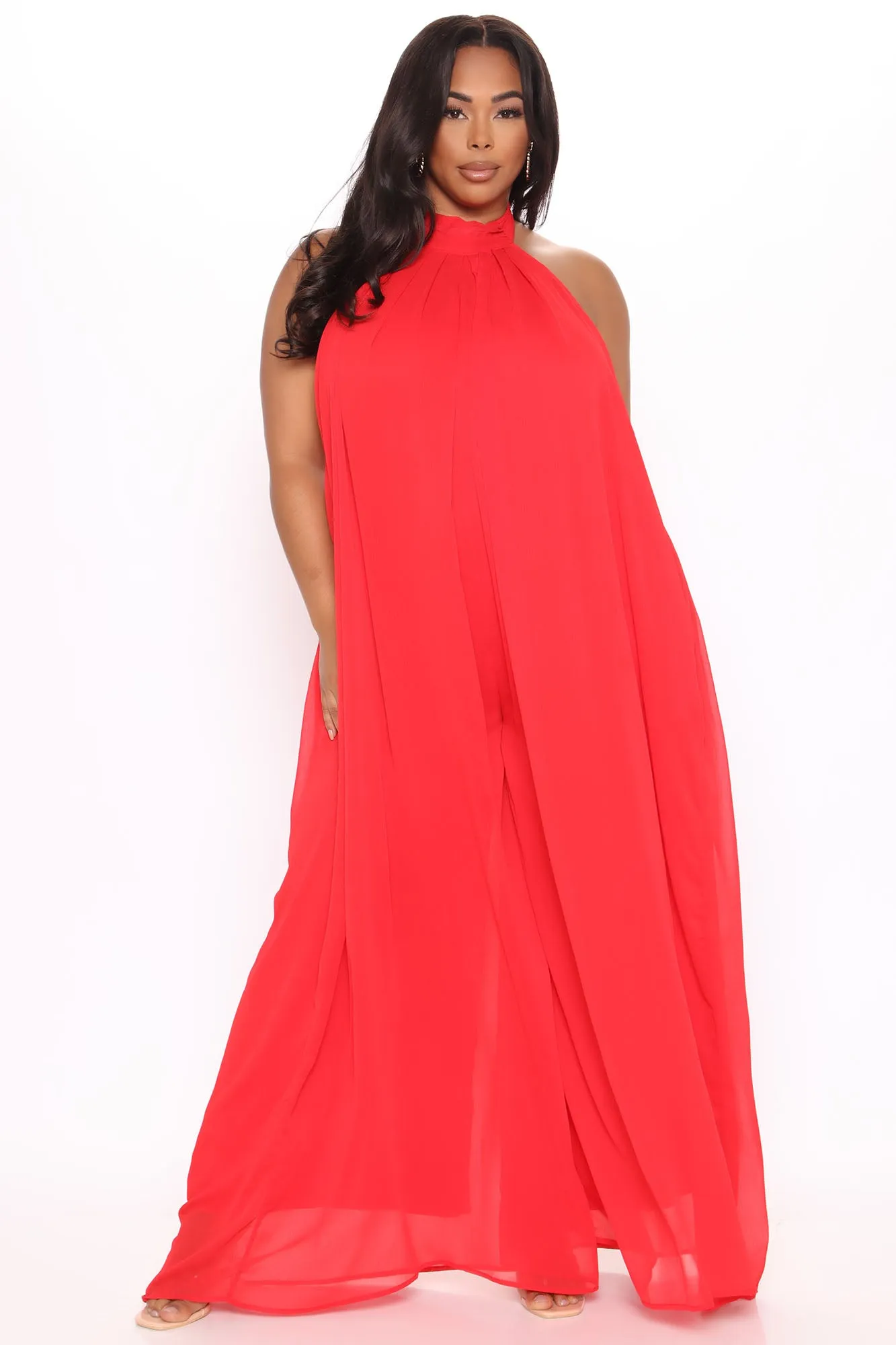 All The Flow Wide Leg Jumpsuit - Red