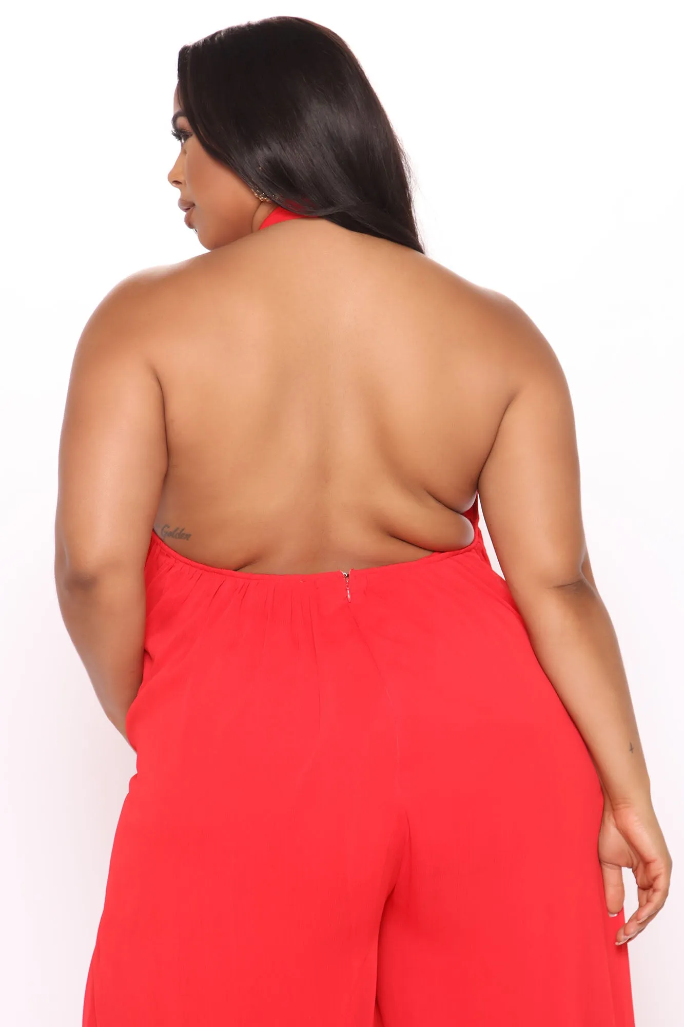 All The Flow Wide Leg Jumpsuit - Red