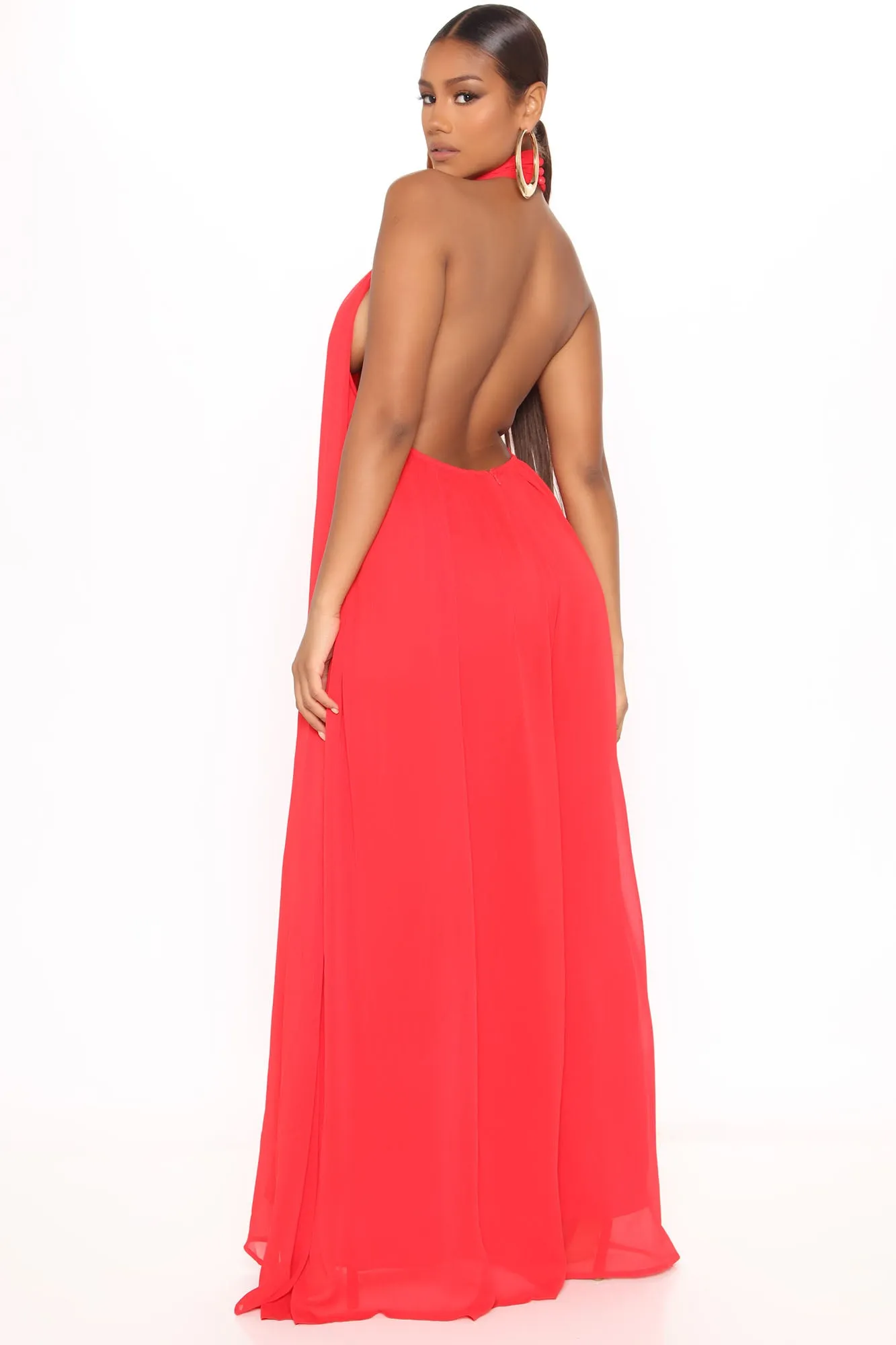 All The Flow Wide Leg Jumpsuit - Red