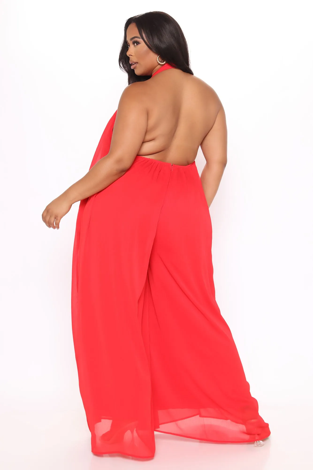 All The Flow Wide Leg Jumpsuit - Red
