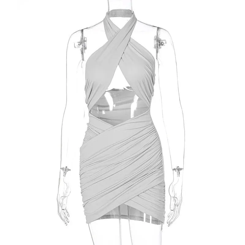 Backless Hanging Neck Sleeveless Dress*