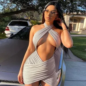 Backless Hanging Neck Sleeveless Dress*