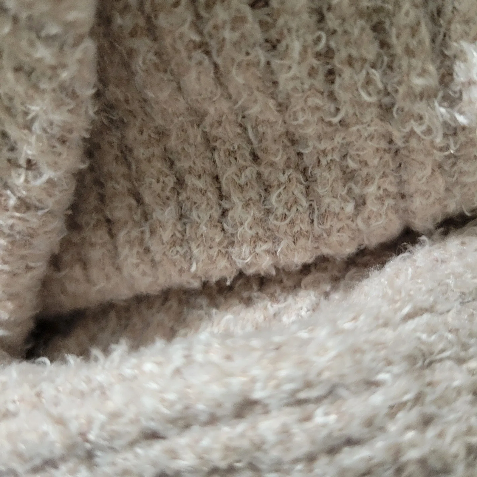 Barefoot Dreams CozyChic Lite Ribbed Robe Oatmeal Taupe Beige Fuzzy Slouchy Wrap Size Small Medium