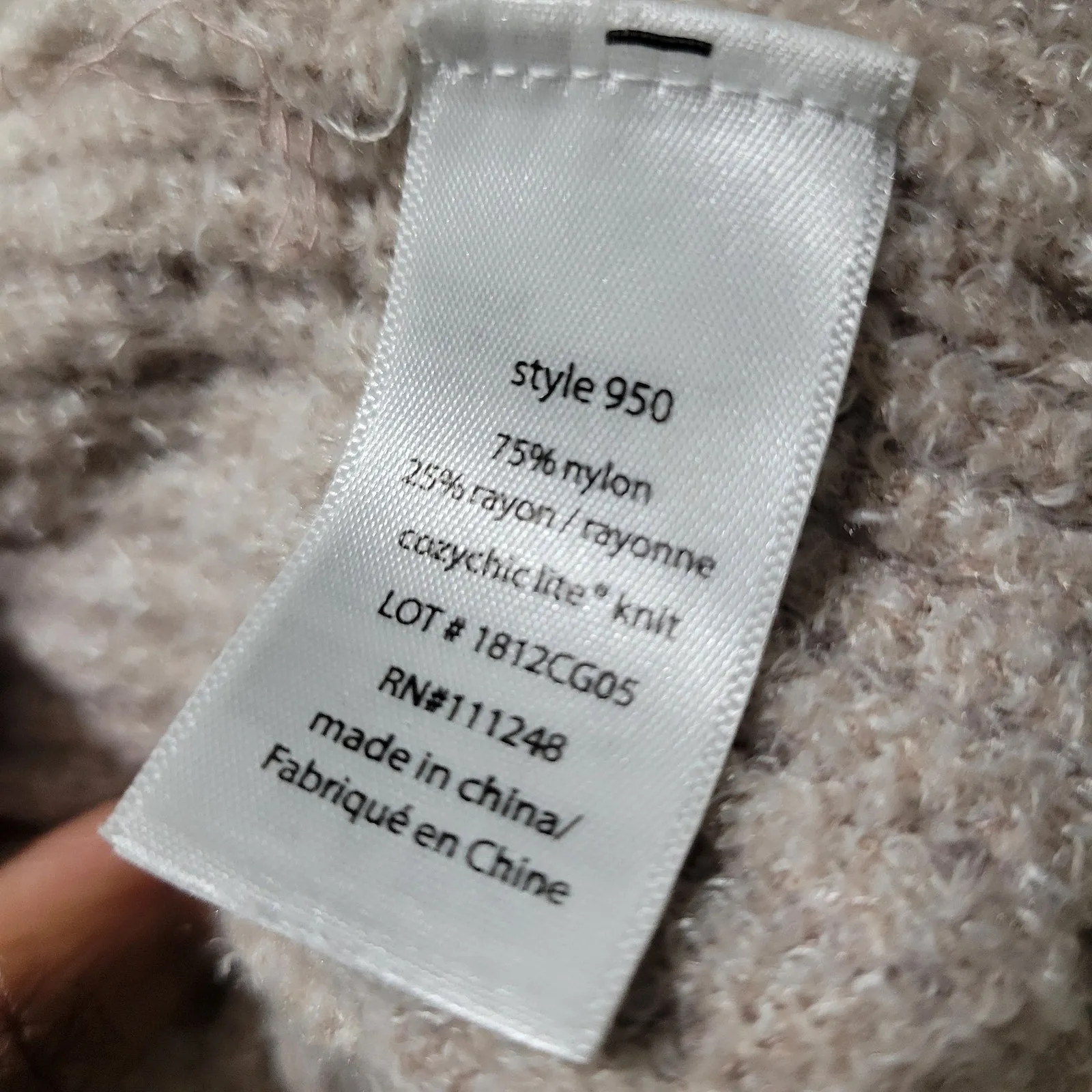 Barefoot Dreams CozyChic Lite Ribbed Robe Oatmeal Taupe Beige Fuzzy Slouchy Wrap Size Small Medium