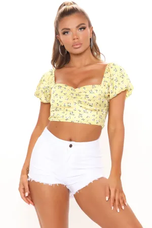 Best Of The Best Cropped Blouse - Yellow