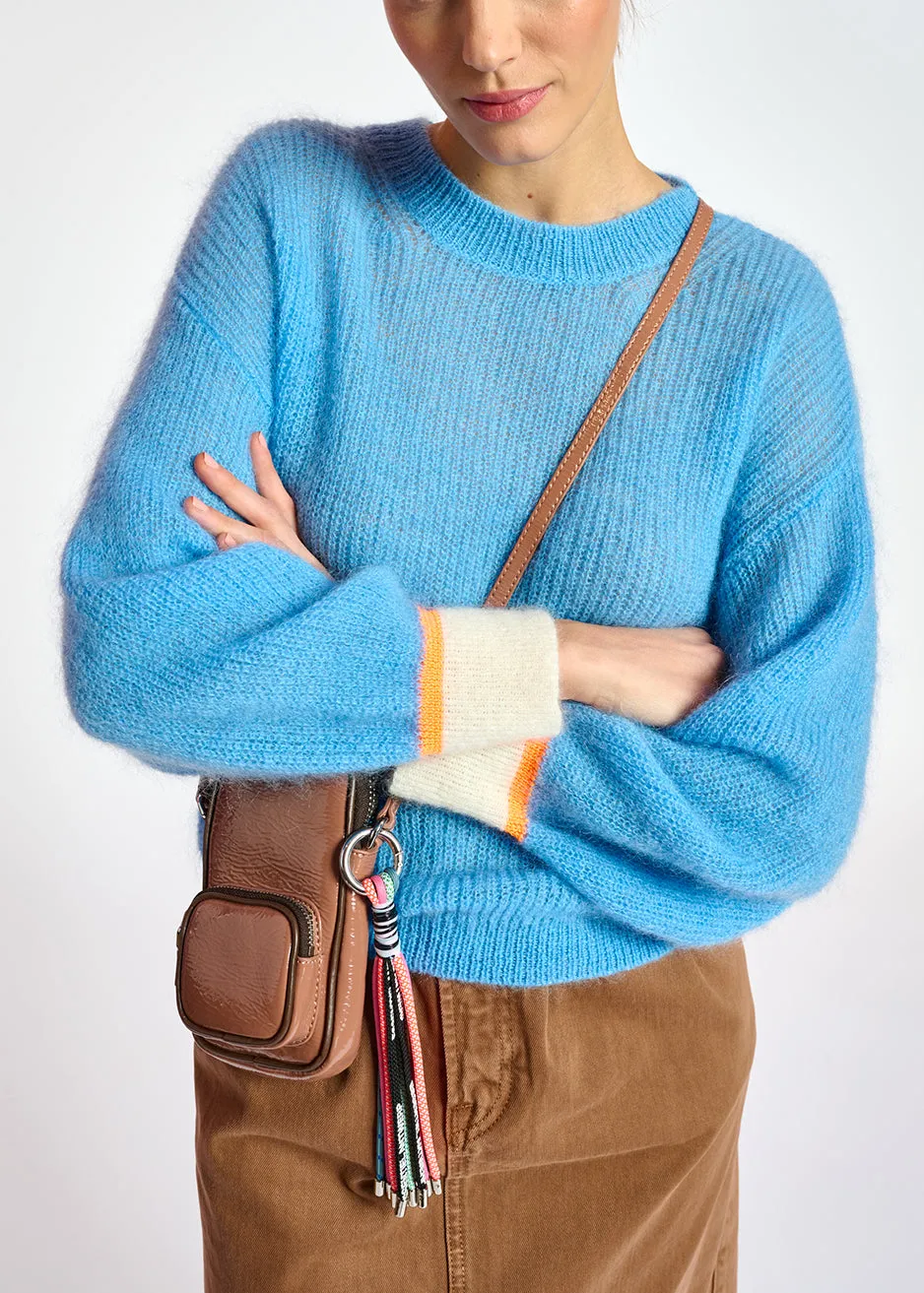 Blue mohair-blend knit