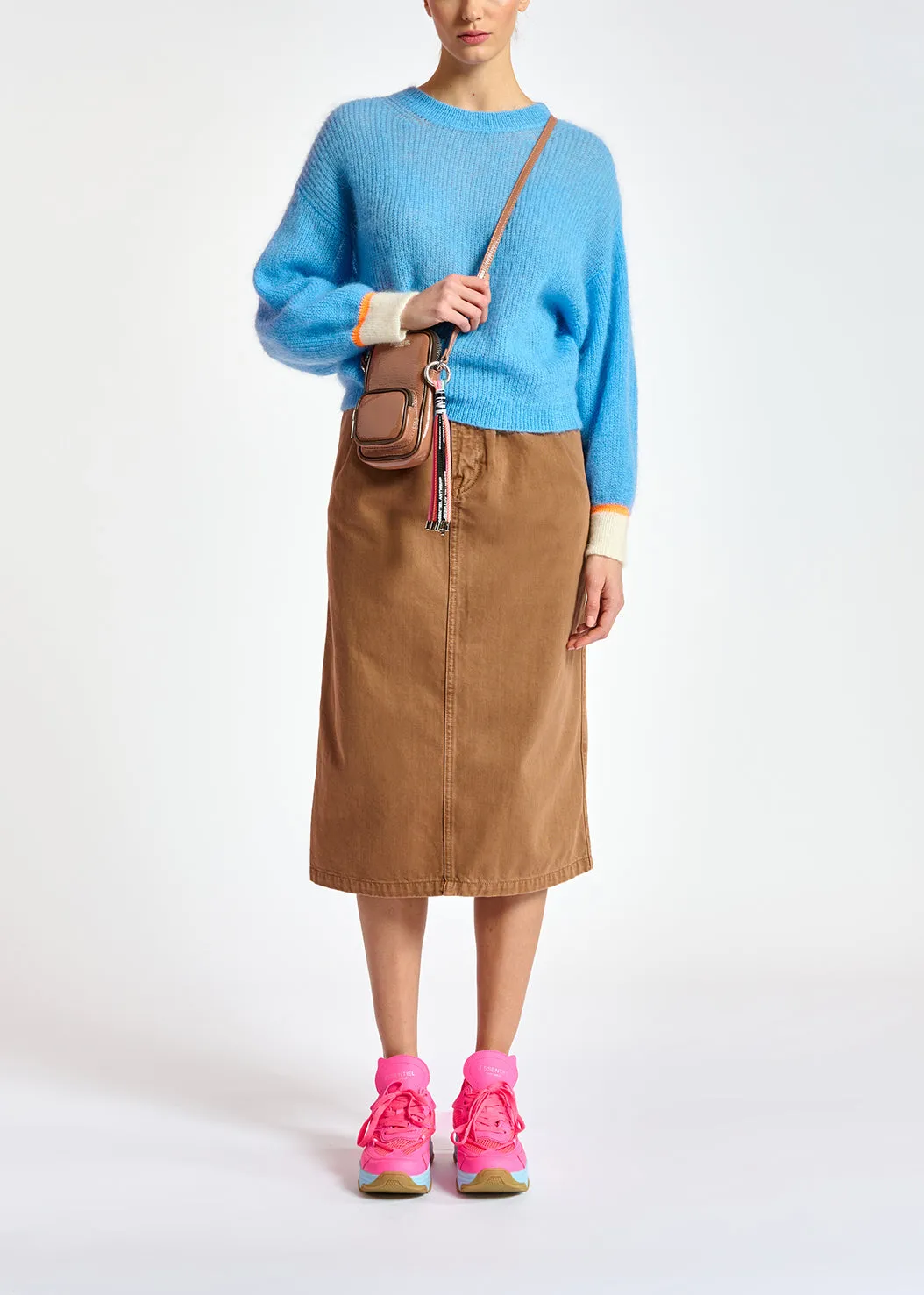 Blue mohair-blend knit