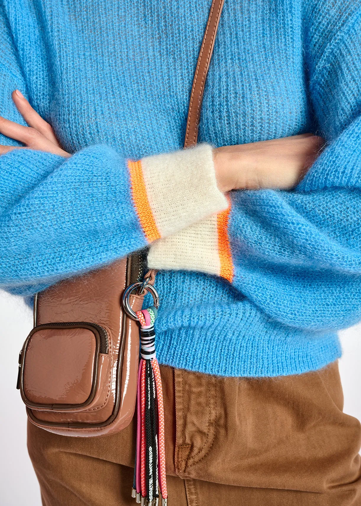 Blue mohair-blend knit