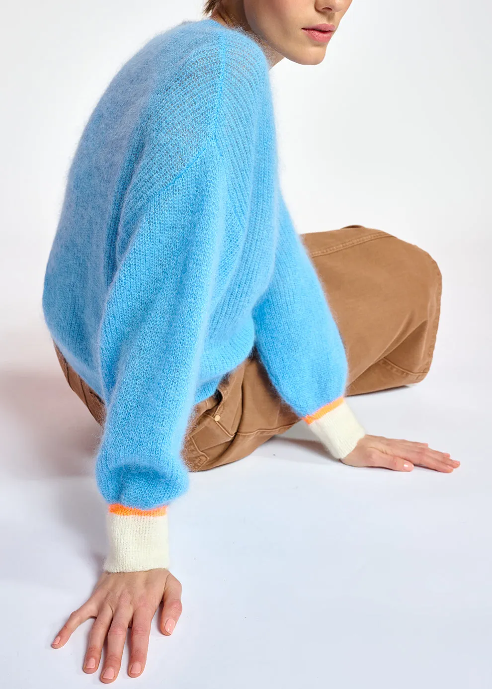 Blue mohair-blend knit