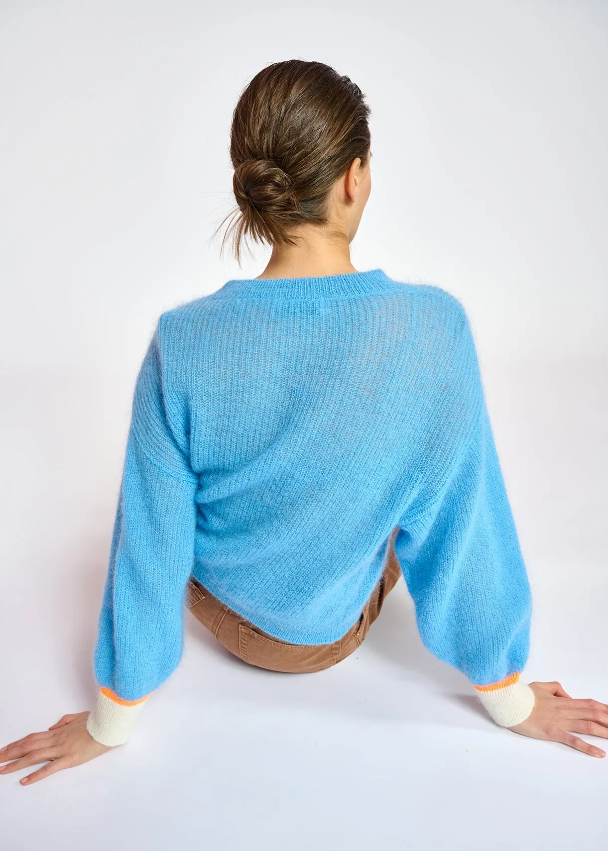 Blue mohair-blend knit