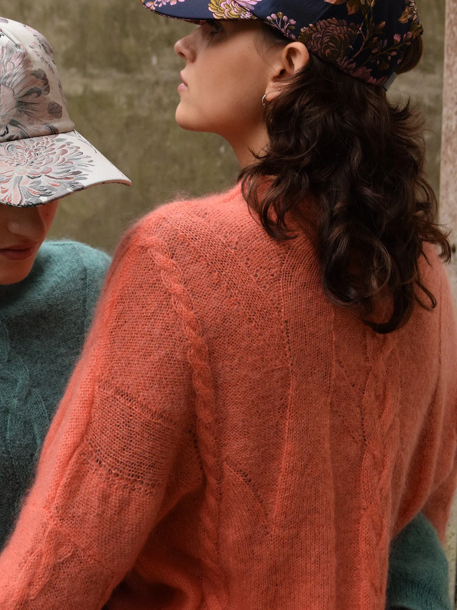 Cable pullover, coral