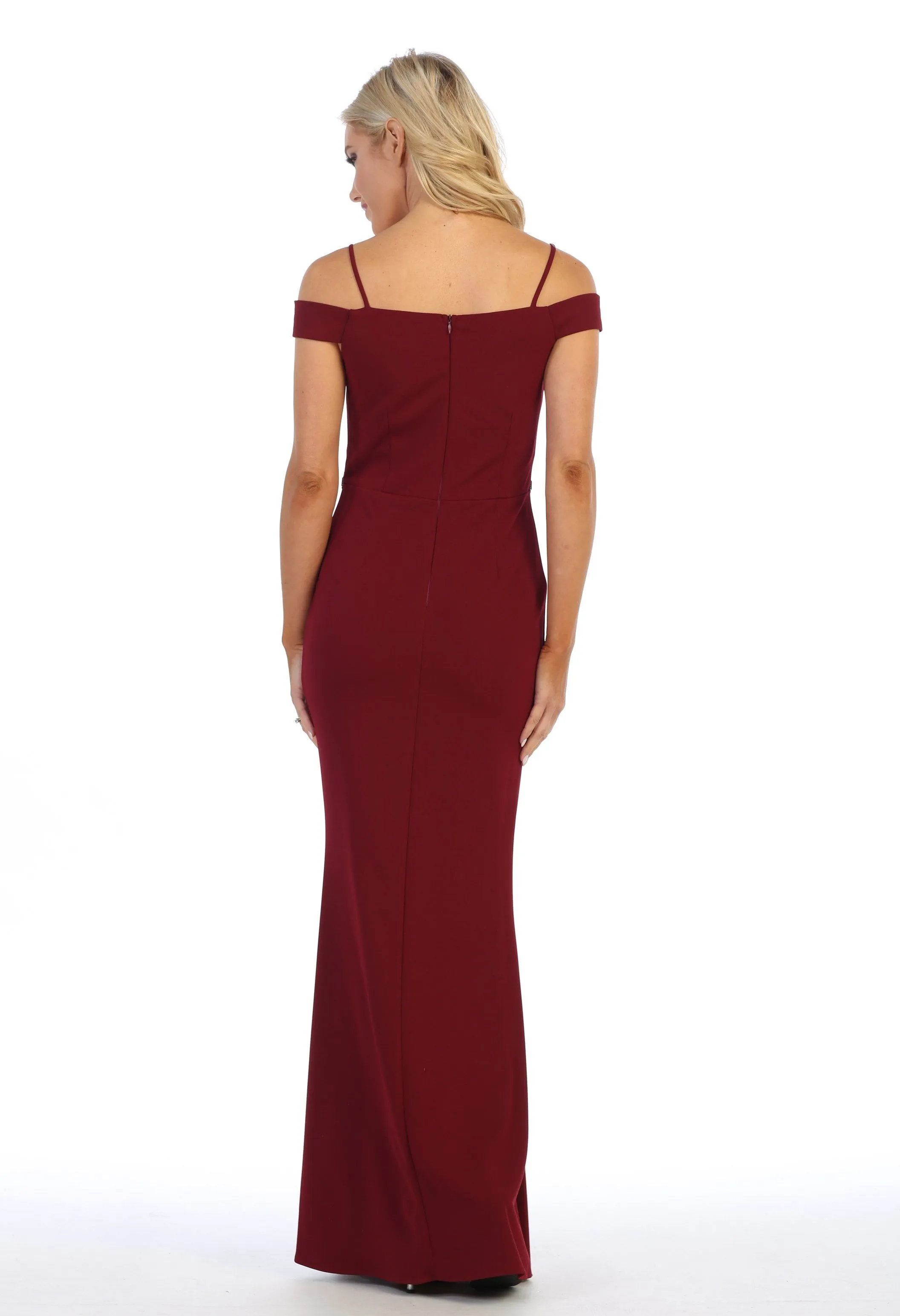 Cold Shoulder Long Mermaid Dress with Jeweled Waistband by Celavie 6395