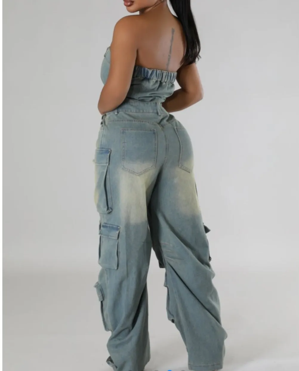 Denim Cargo Jumpsuit