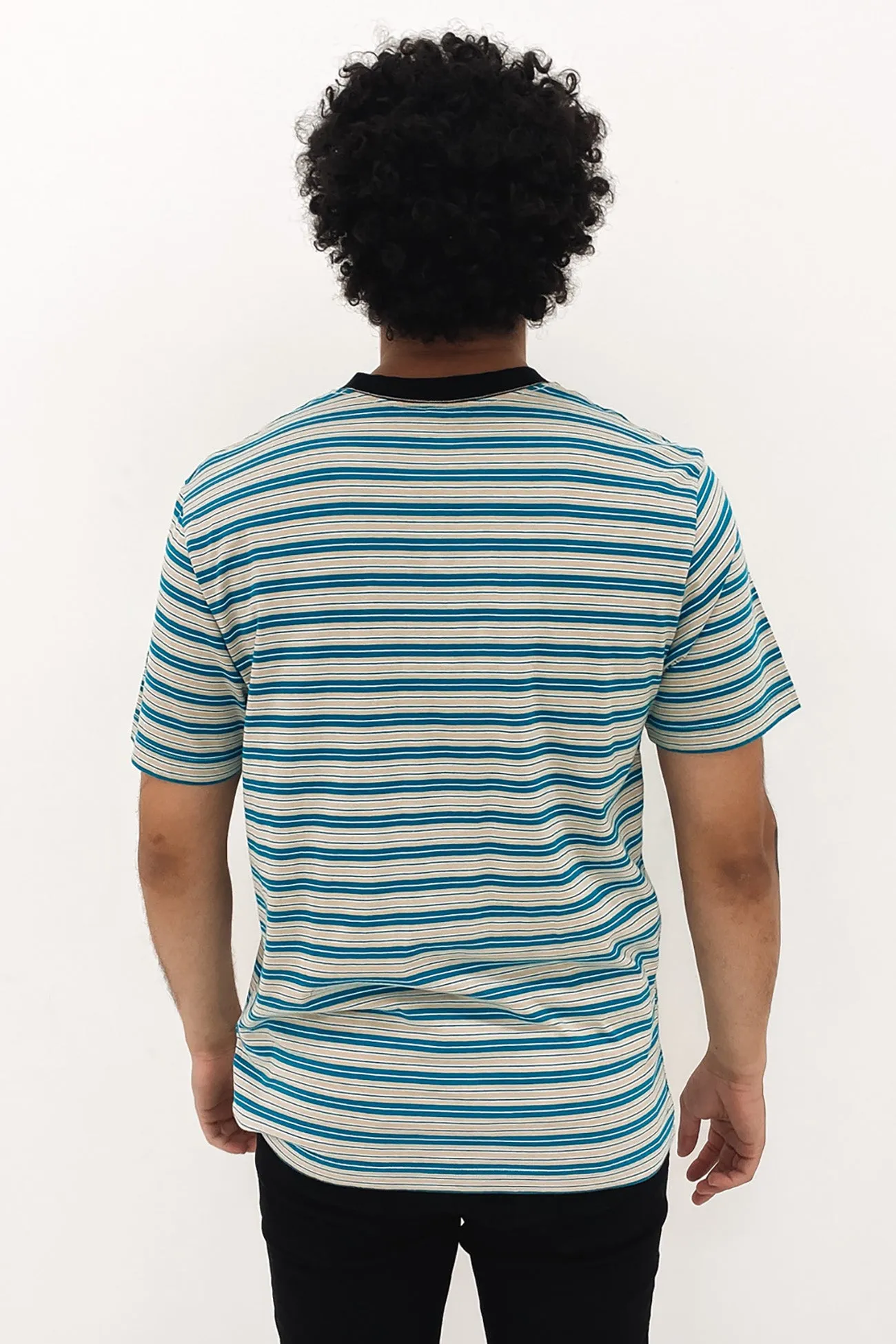 ENDER Recycled Stripe Retro Fit Tee Azure Stripe