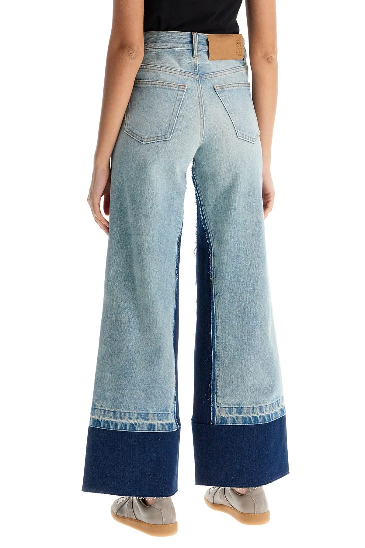 Flared Color-block Denim Jeans