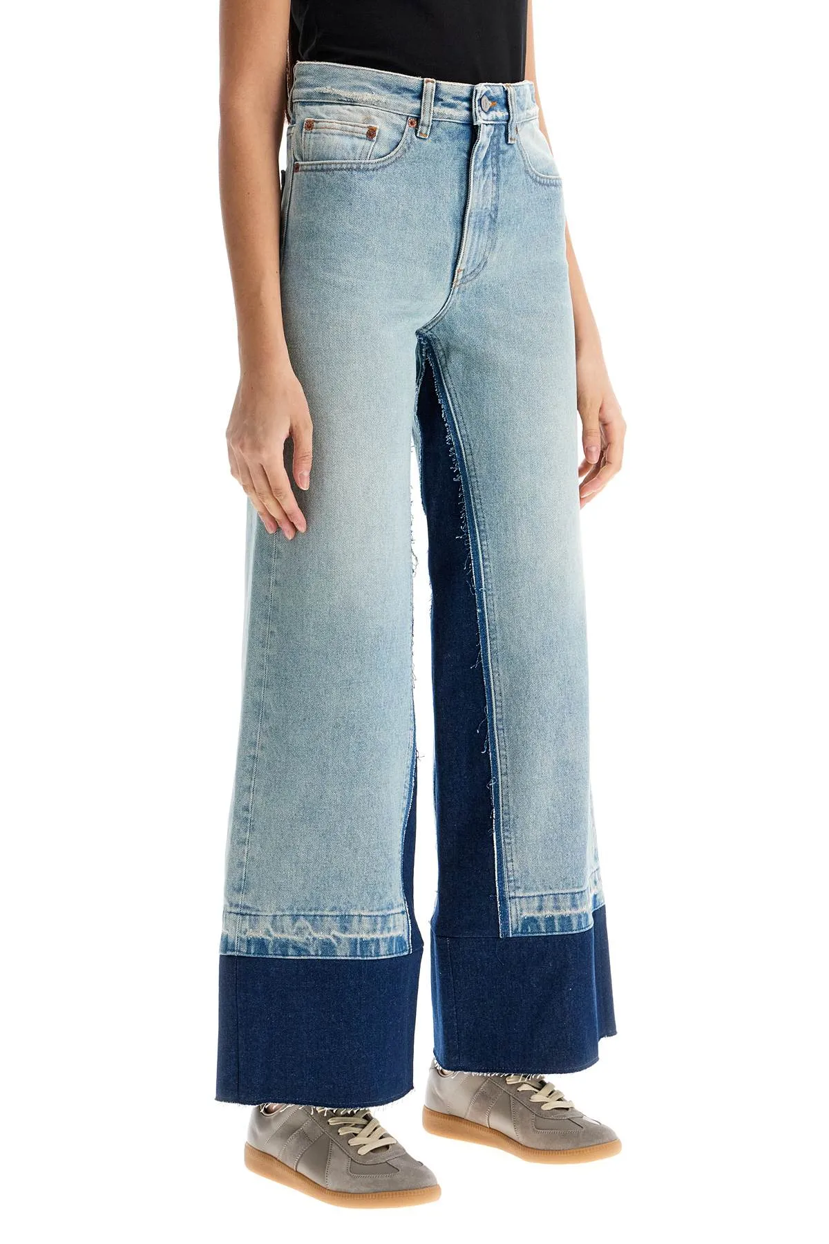 Flared Color-block Denim Jeans