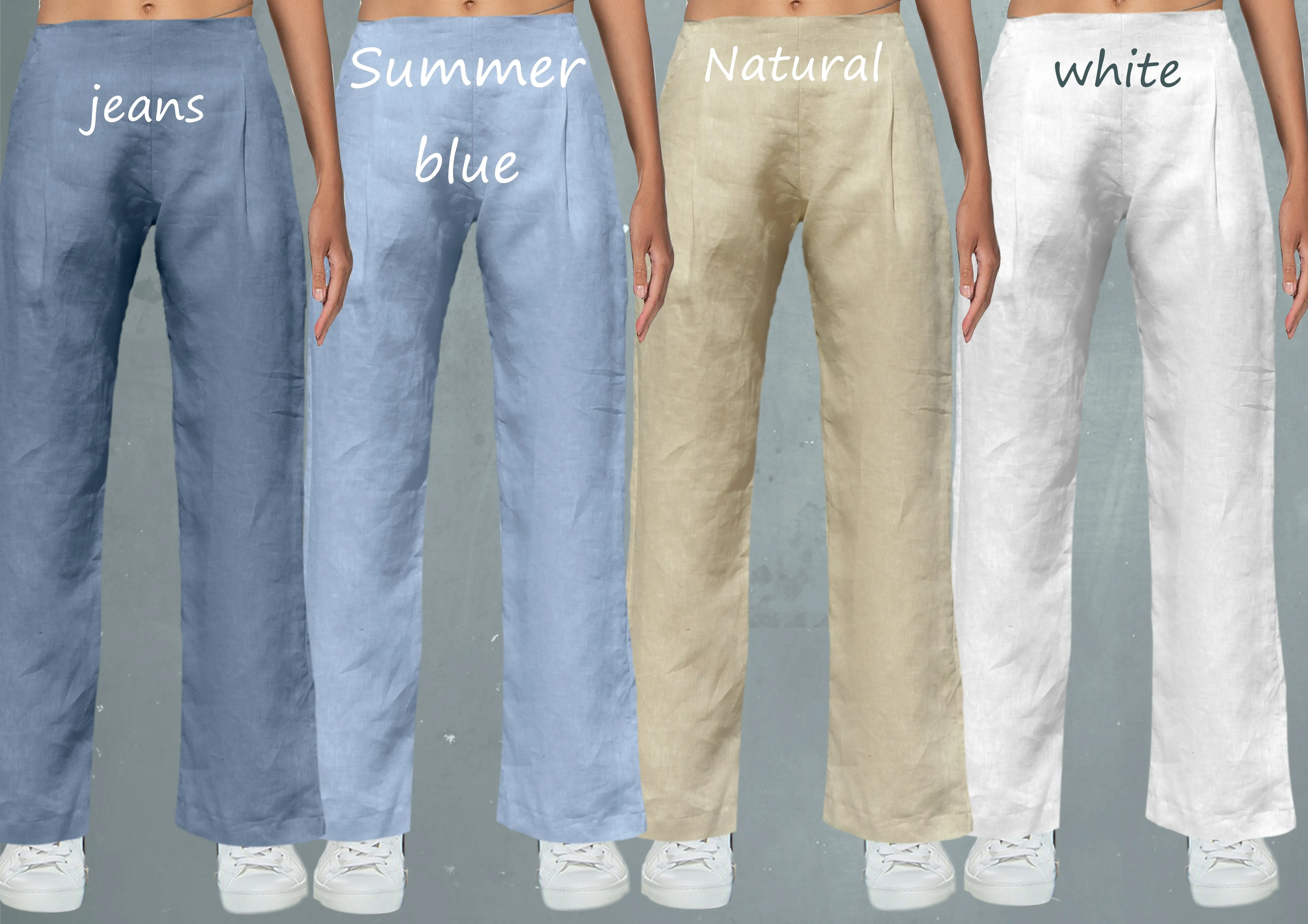linnen bandplooibroek / linen pleated trousers