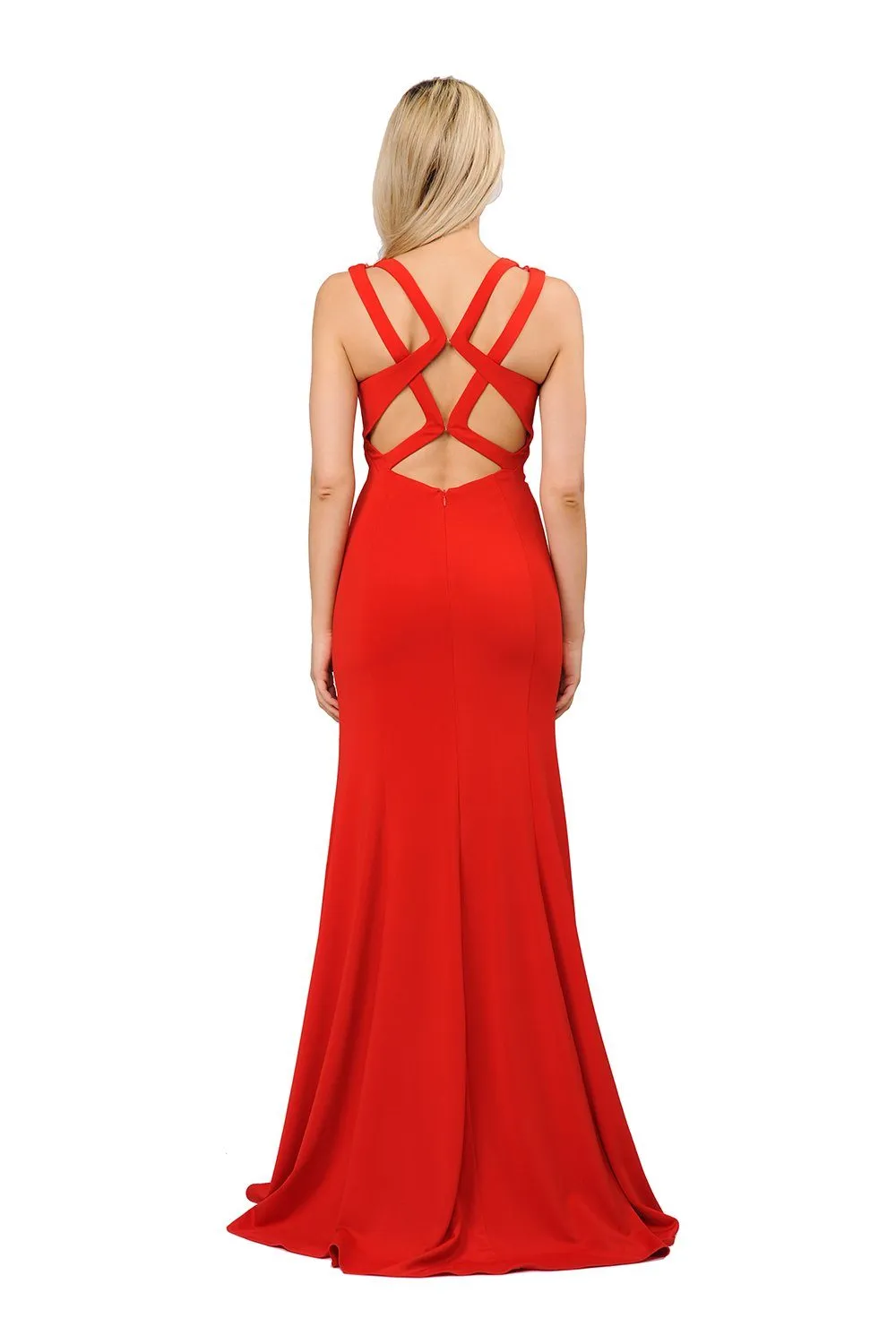 Long Trumpet Dress with Beaded Strappy Back by Poly USA 8230