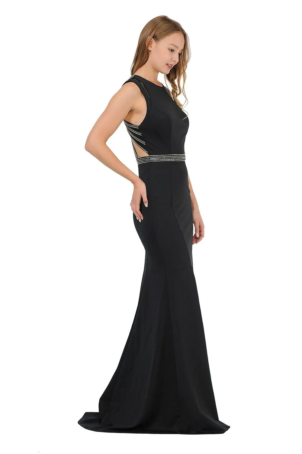 Long Trumpet Dress with Beaded Strappy Back by Poly USA 8230