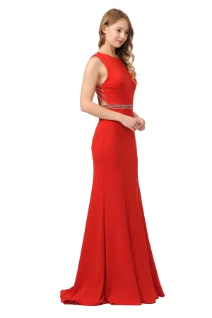 Long Trumpet Dress with Beaded Strappy Back by Poly USA 8230