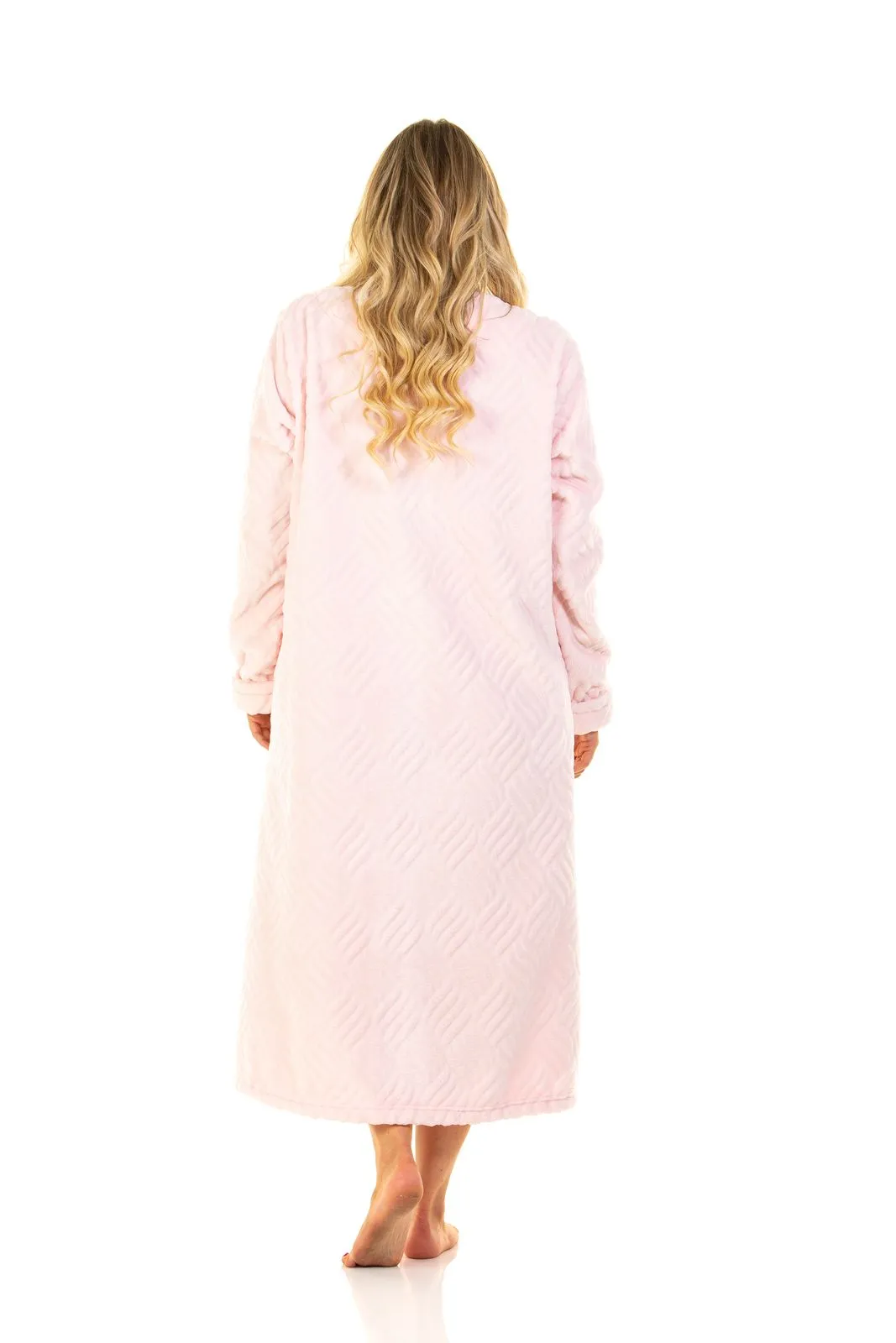 Luxury Embossed Tulip Pattern Zip Front Dressing Gown