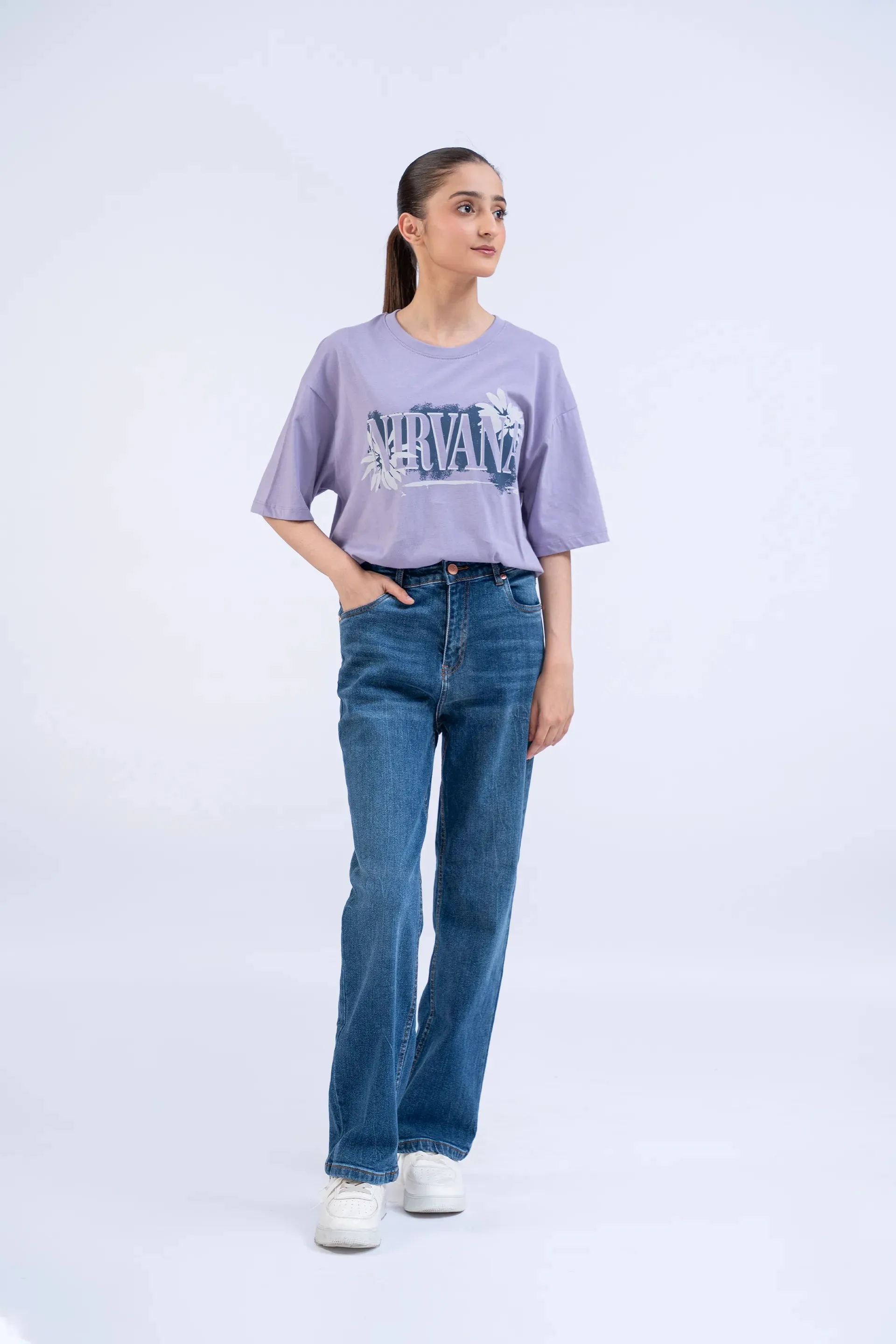 Mauve Oversized Graphic T-Shirt