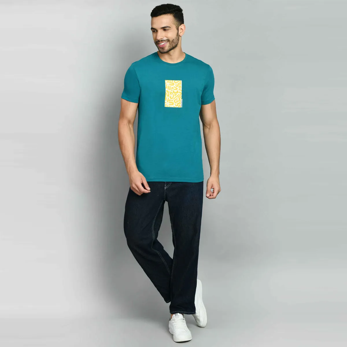 Men's Tint Blue Lycra Smart Fit T-Shirt