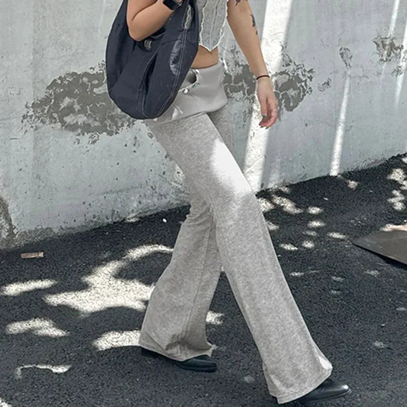 Metaversmall Korean Fashion Slim Autumn Sweatpants Women Trousers Appliques Low Waisted Casual Homewear Flared Pants Sweet Bottom