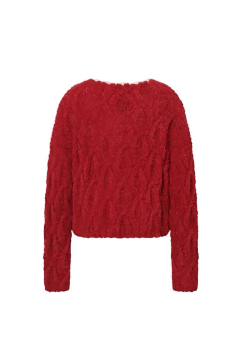 Oversized Mohair-Blend Cable Knit Scoop Neck Sweater