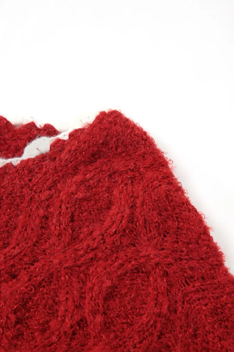 Oversized Mohair-Blend Cable Knit Scoop Neck Sweater
