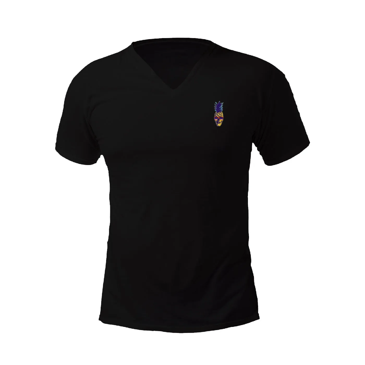 Pologize™ Pineapple Skull Embroidered V-Neck T-Shirt