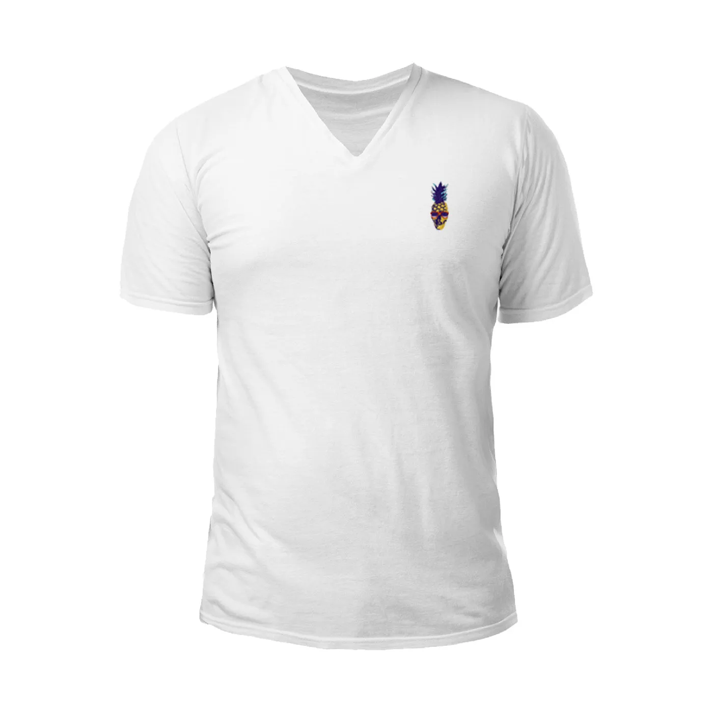 Pologize™ Pineapple Skull Embroidered V-Neck T-Shirt