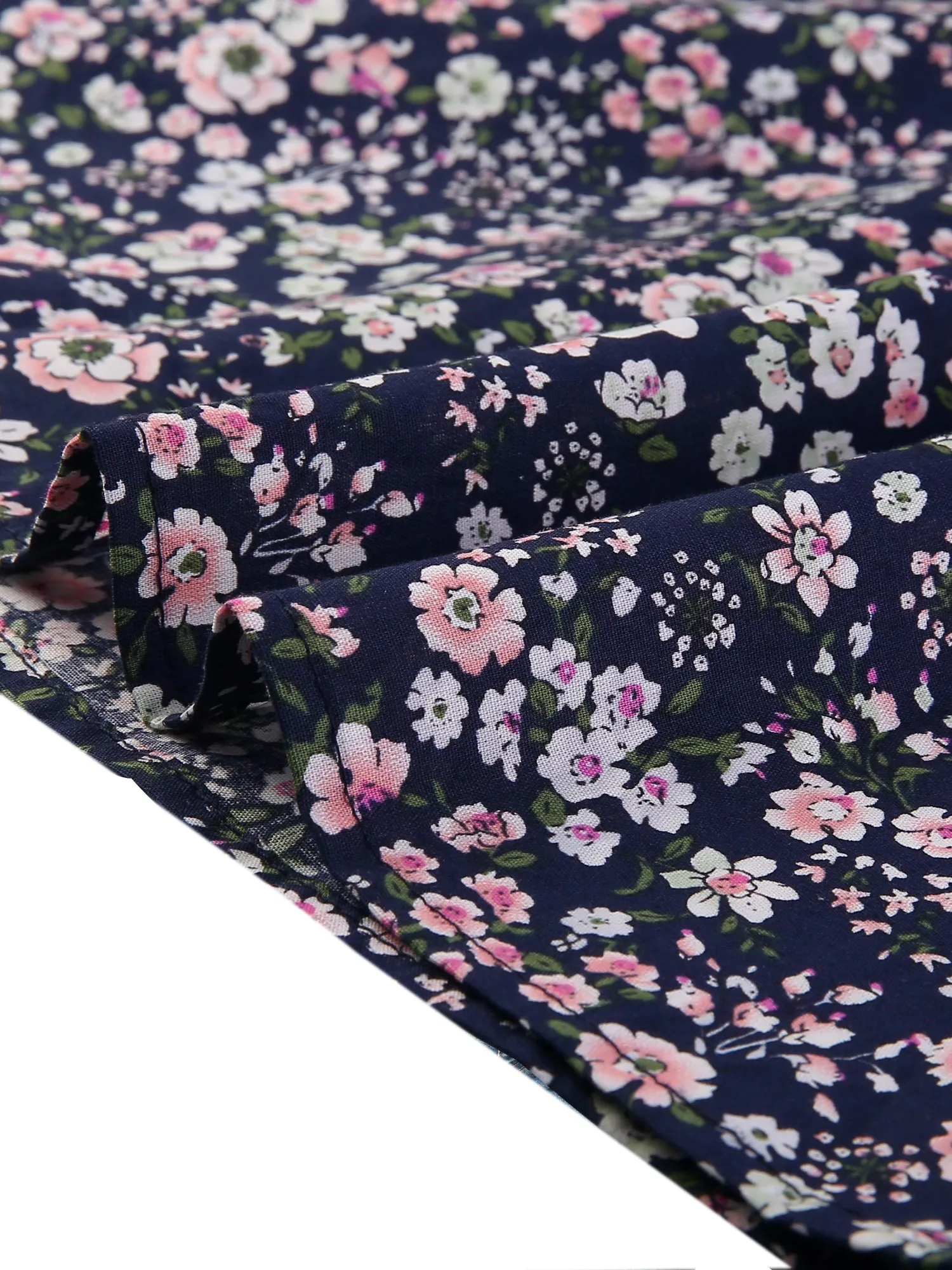 Puff Sleeve Shirt Point Collar Top Button Down Floral Blouse