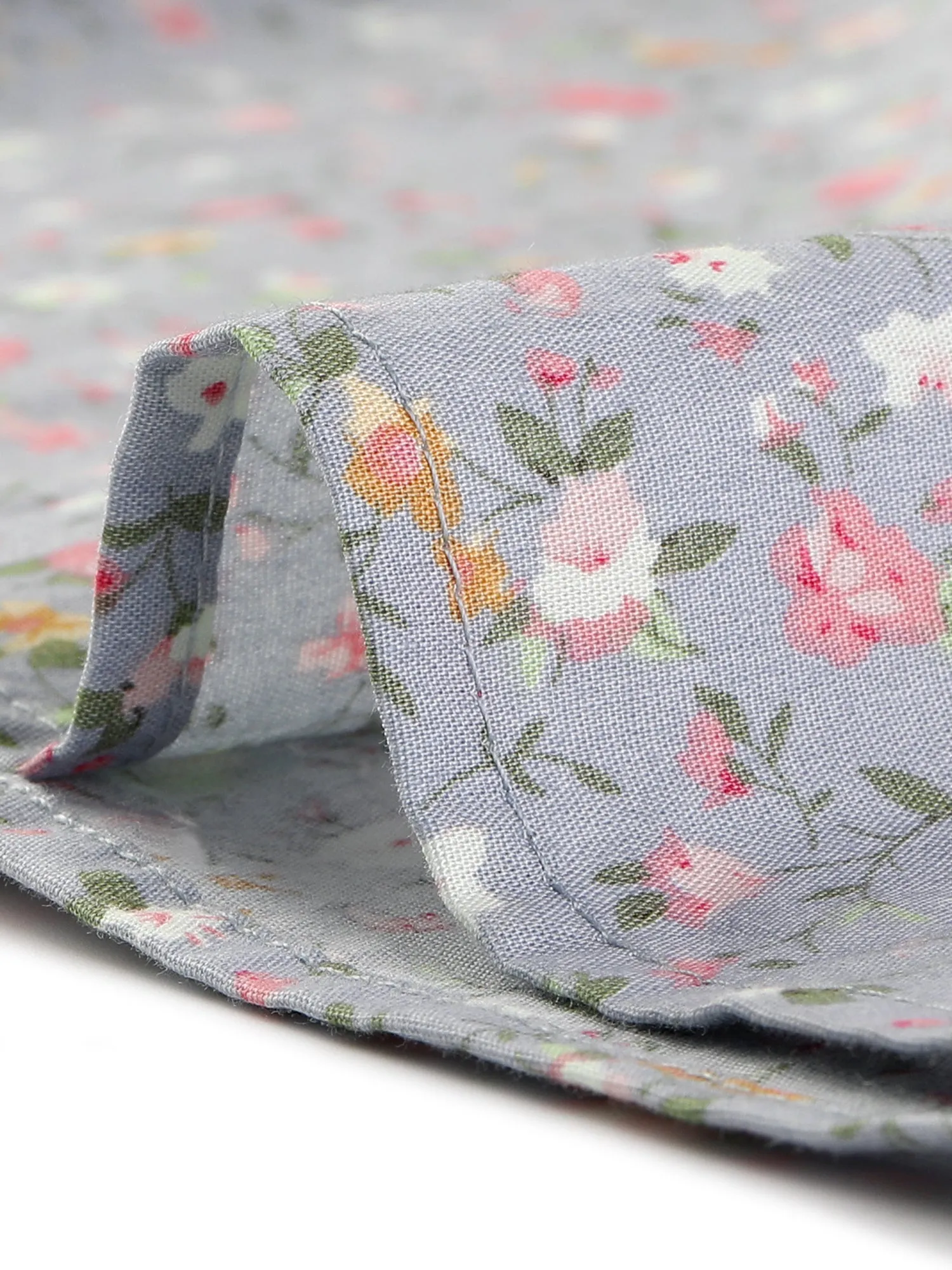 Puff Sleeve Shirt Point Collar Top Button Down Floral Blouse