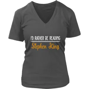 "I'd Rather Be Reading SK" V-neck Tshirt