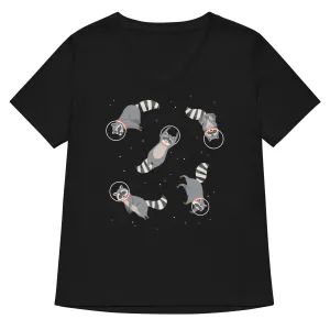 Raccoons In Space Women's V-Neck Tee