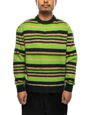 Striped Mohair Knit Sweater Multi Green Brown