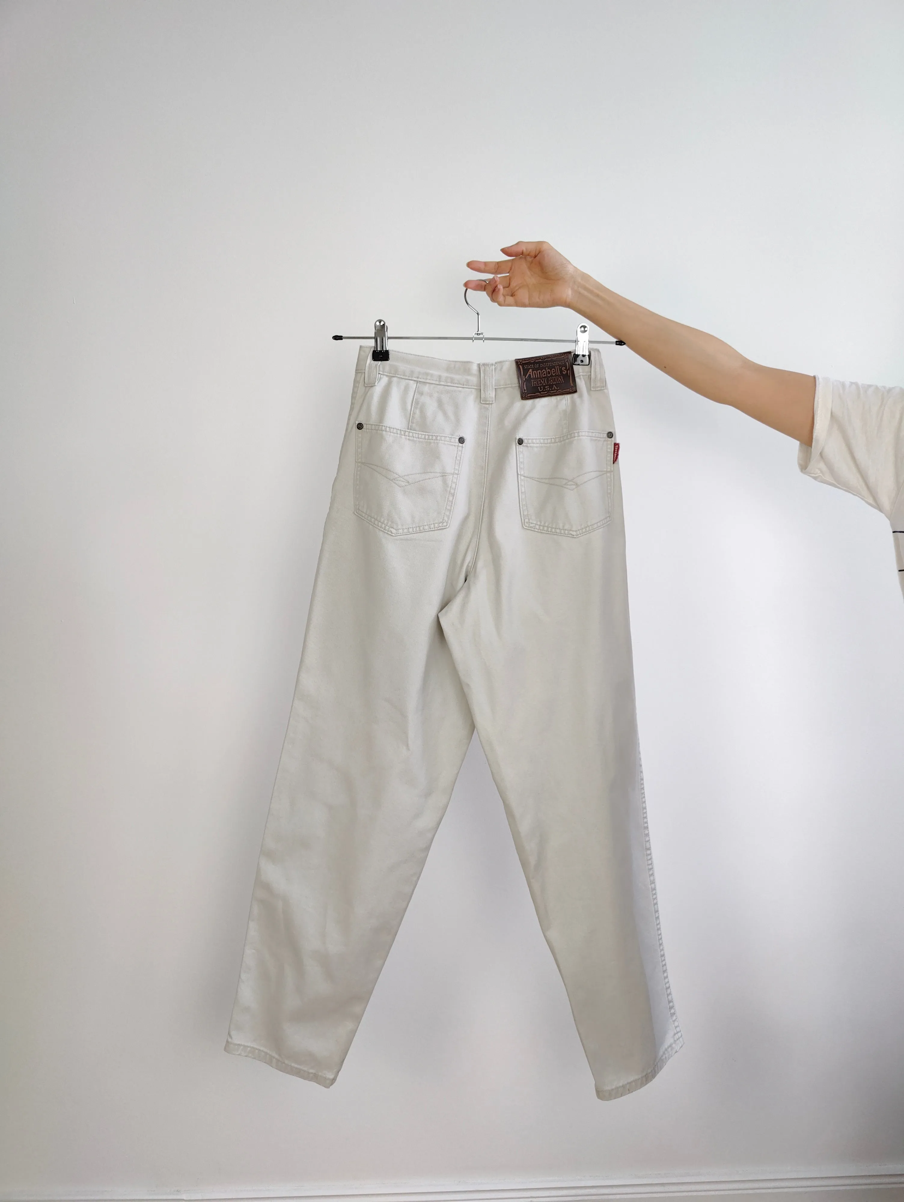 The White Grey Cotton Mom Trousers | Vintage Janet by Annabelle high waist mom jeans relaxed fit pants 30/30 M