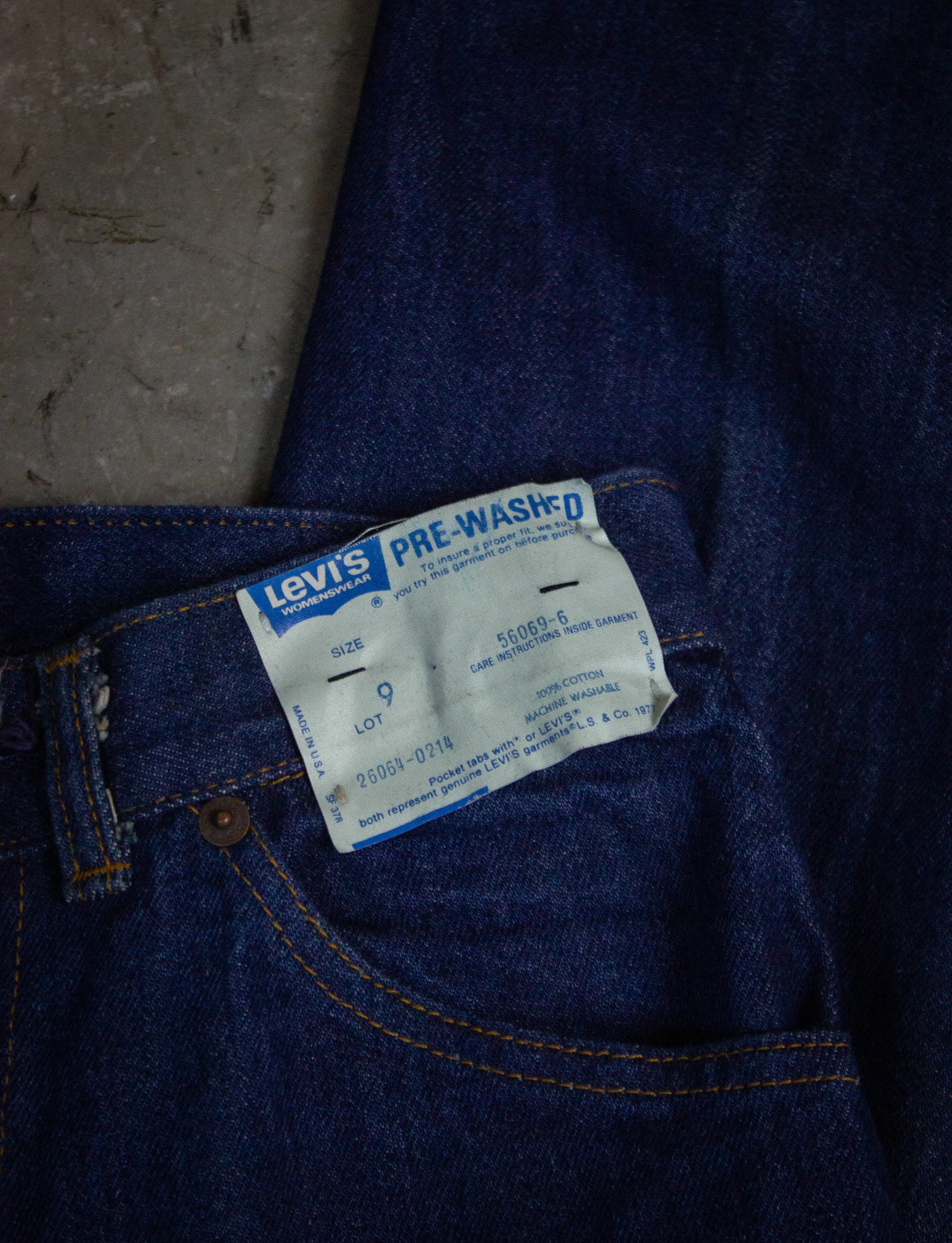 Vintage Levi's Deadstock Orange Tab Saddleback Denim Jeans 1977 Dark Wash 24x33