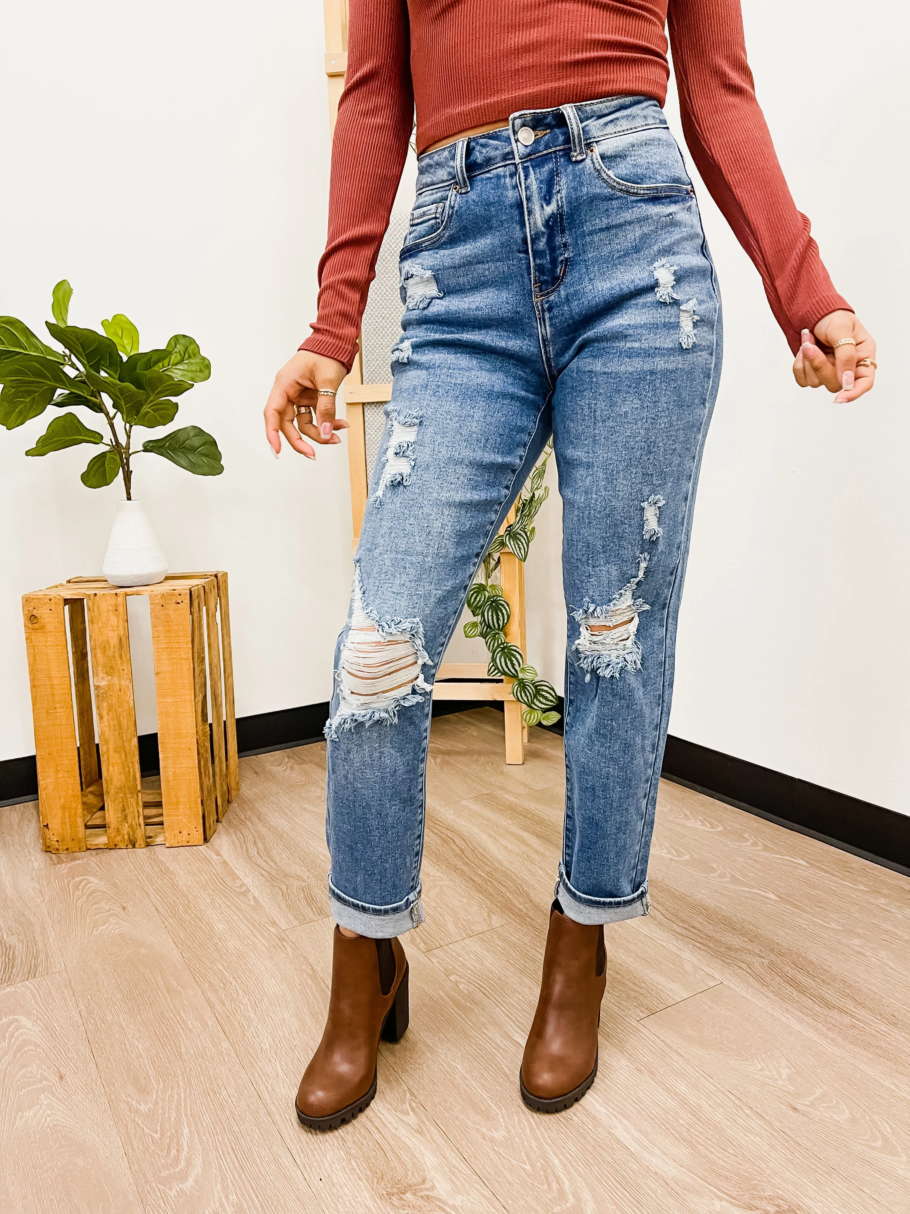 Whitney Distressed Mom Jeans