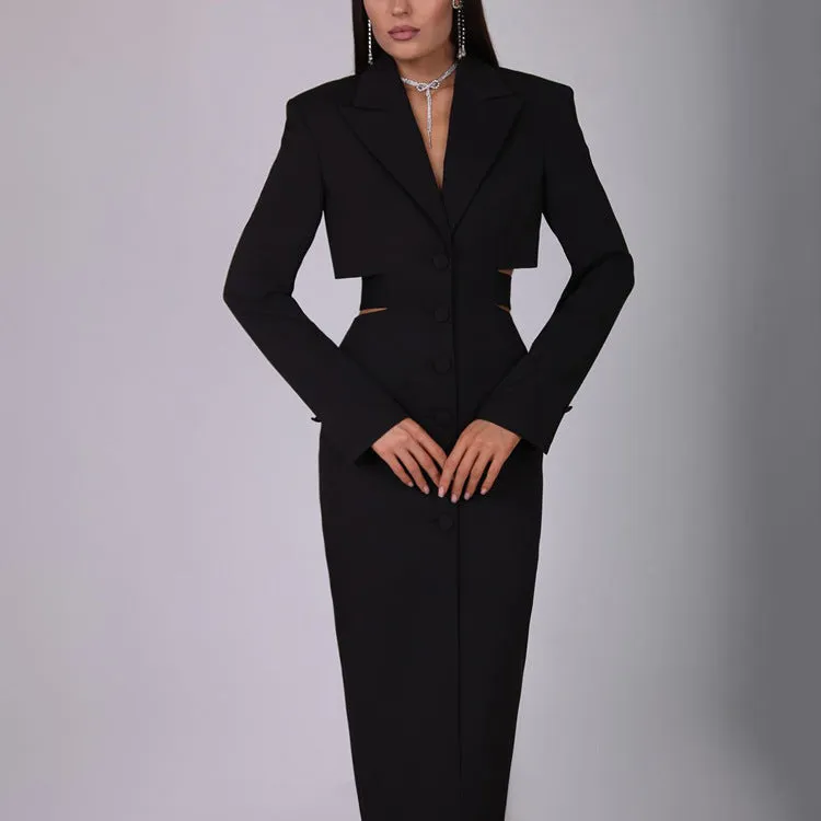 Women's Sexy Hollow-Out Waist Blazer Dress