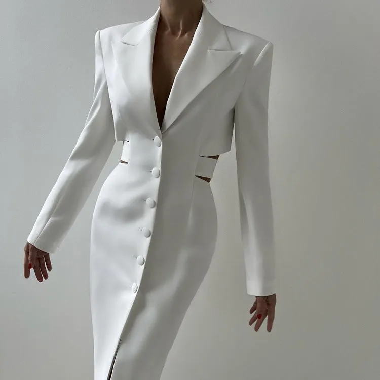 Women's Sexy Hollow-Out Waist Blazer Dress