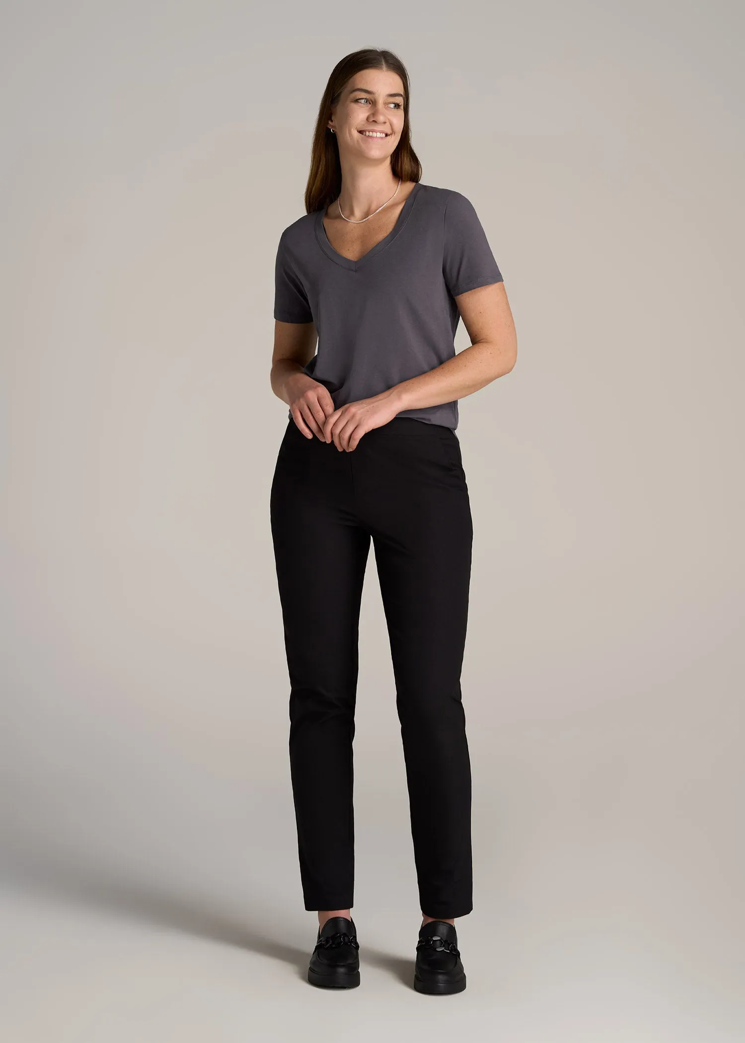 Women's Tall Scoop V-Neck Tee in Charcoal
