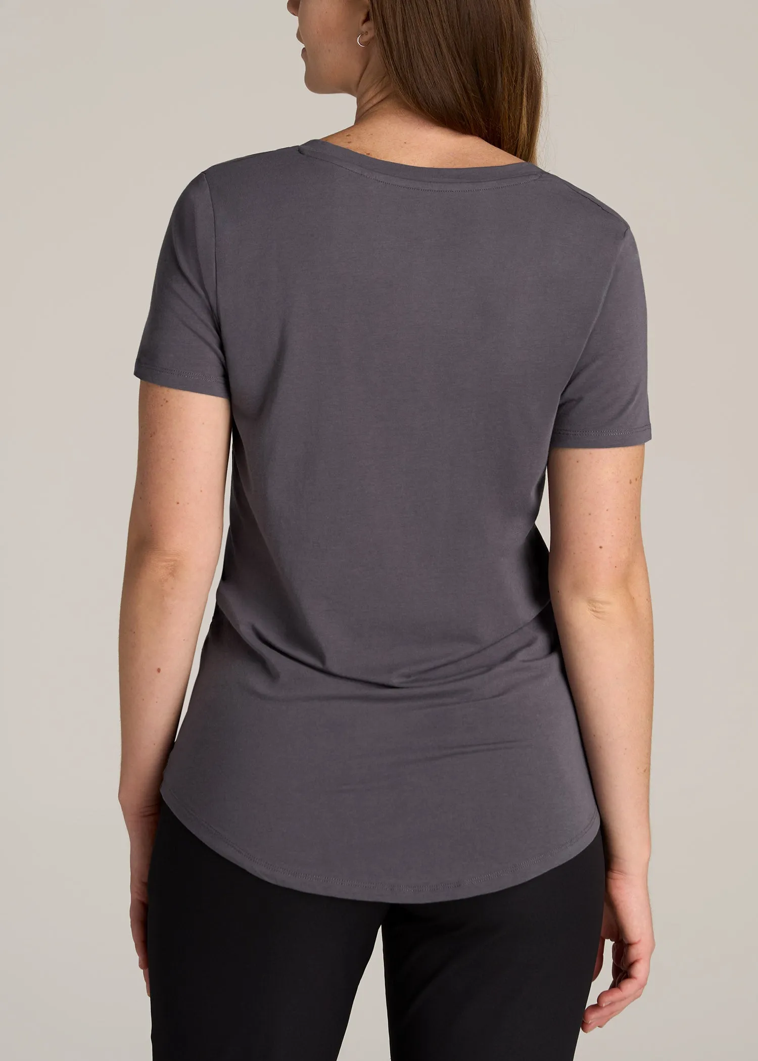 Women's Tall Scoop V-Neck Tee in Charcoal